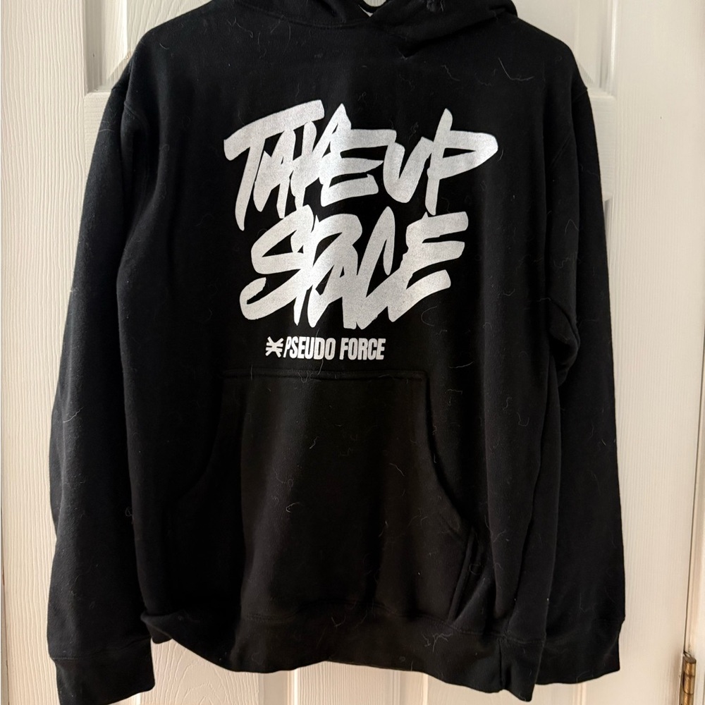 Black Pseudo Force Hoodie Take Up Space